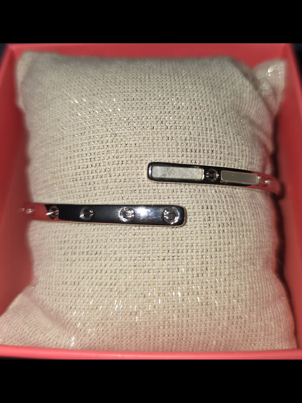 Silver Open Cuff Bracelet with Crystal Accents